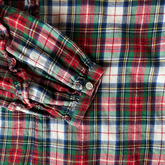 Gap Girls Flannel Plaid Ruffle Top - Picture 3 of 7